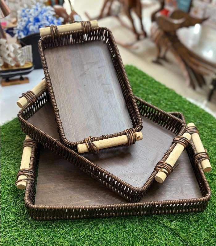 Plastic & Ply Serving Trays (Set of 3)