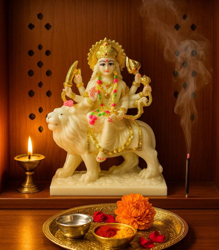 Divine Goddess Durga Idol | Gold-Plated Decorative Murti