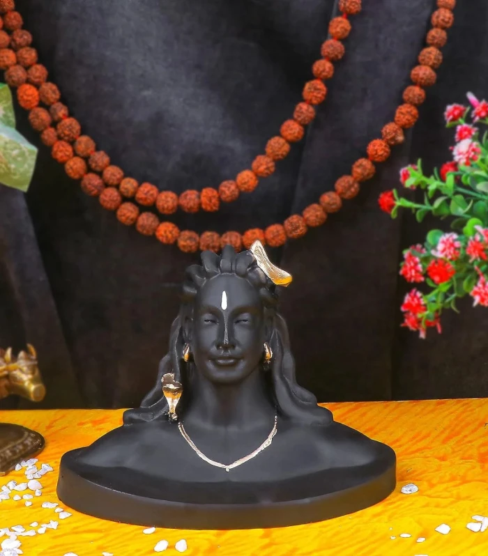 Adiyogi Shiva Idol – Glossy Black Finish (4.5 x 6.5 Inch, Polyresin)
