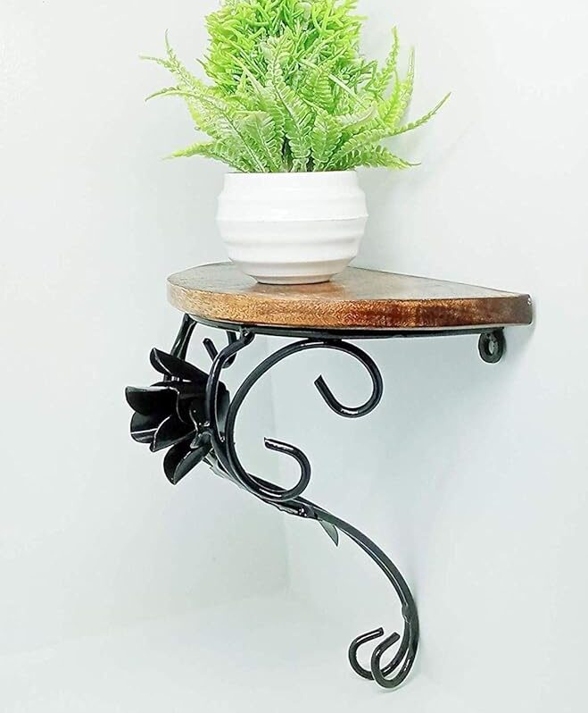Wooden and Iron Wall Shelf/Slab