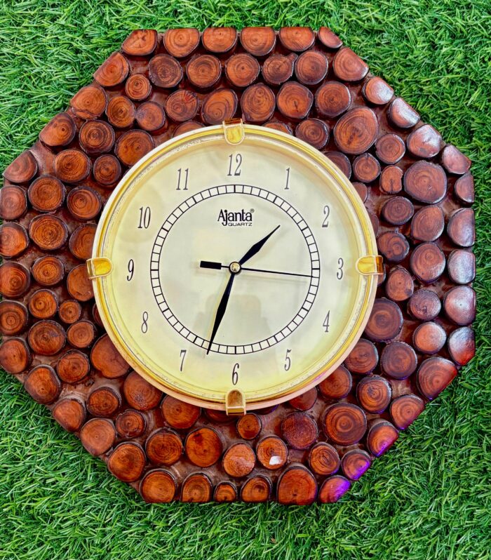 Ajanta Octagon Handcrafted Wooden Wall Clock