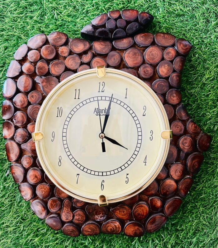Ajanta Apple Shaped Handcrafted Wooden Wall Clock